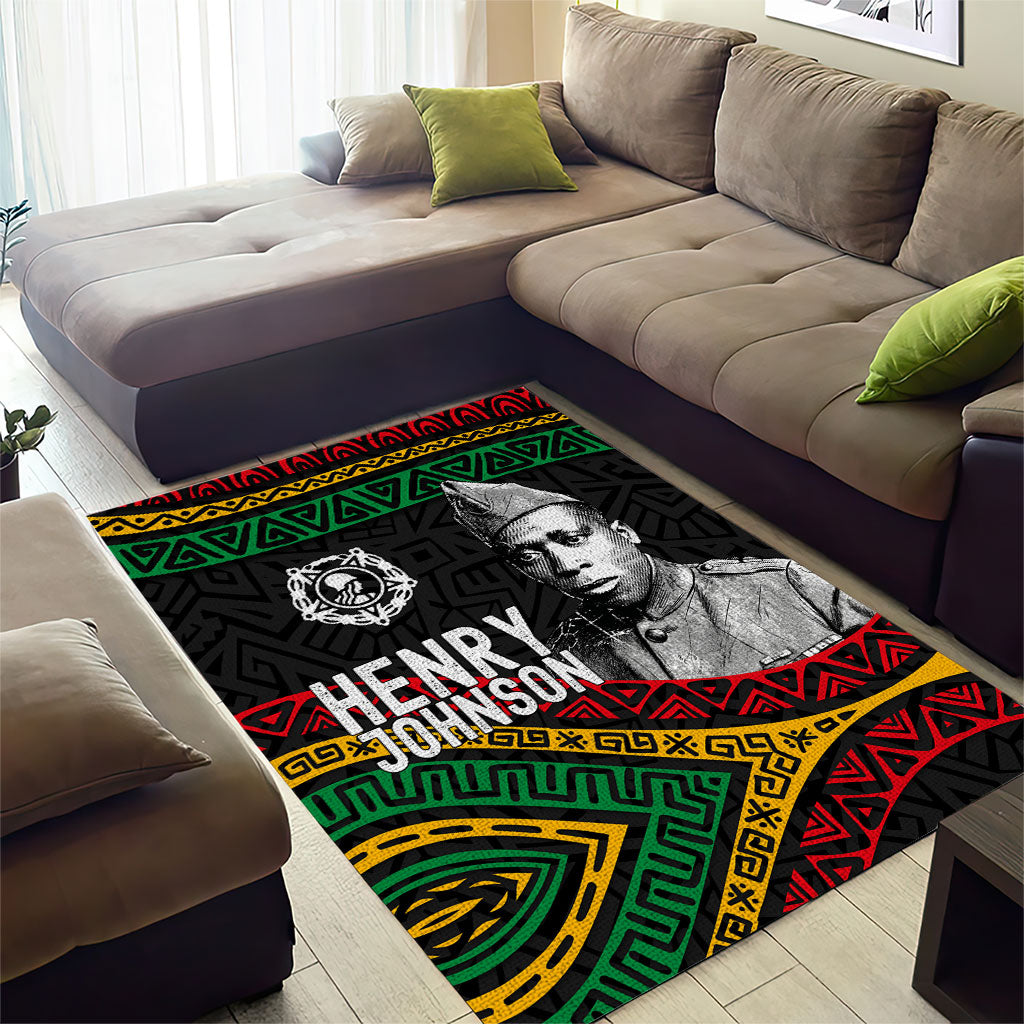 Henry Johnson Black History Month Area Rug Pan African Colors Tribal Geometric Pattern