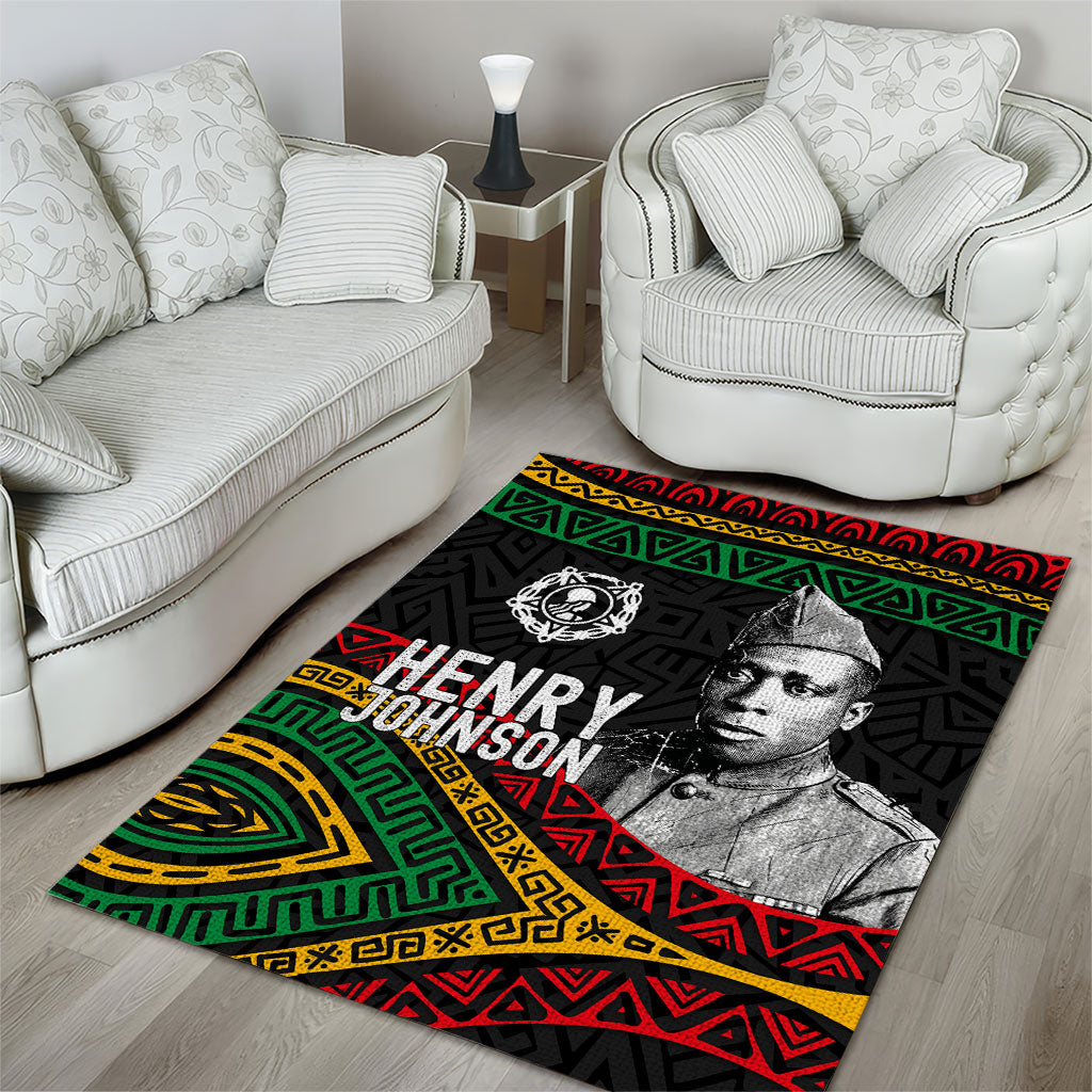 Henry Johnson Black History Month Area Rug Pan African Colors Tribal Geometric Pattern