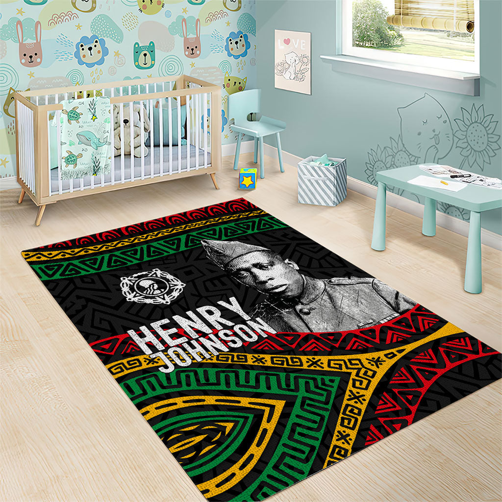 Henry Johnson Black History Month Area Rug Pan African Colors Tribal Geometric Pattern