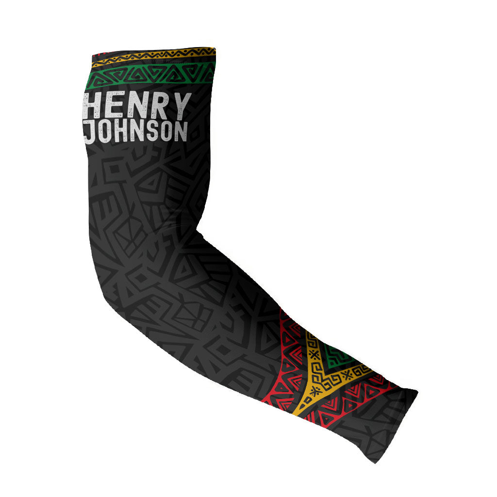 Henry Johnson Black History Month Arm Sleeves Pan African Colors Tribal Geometric Pattern