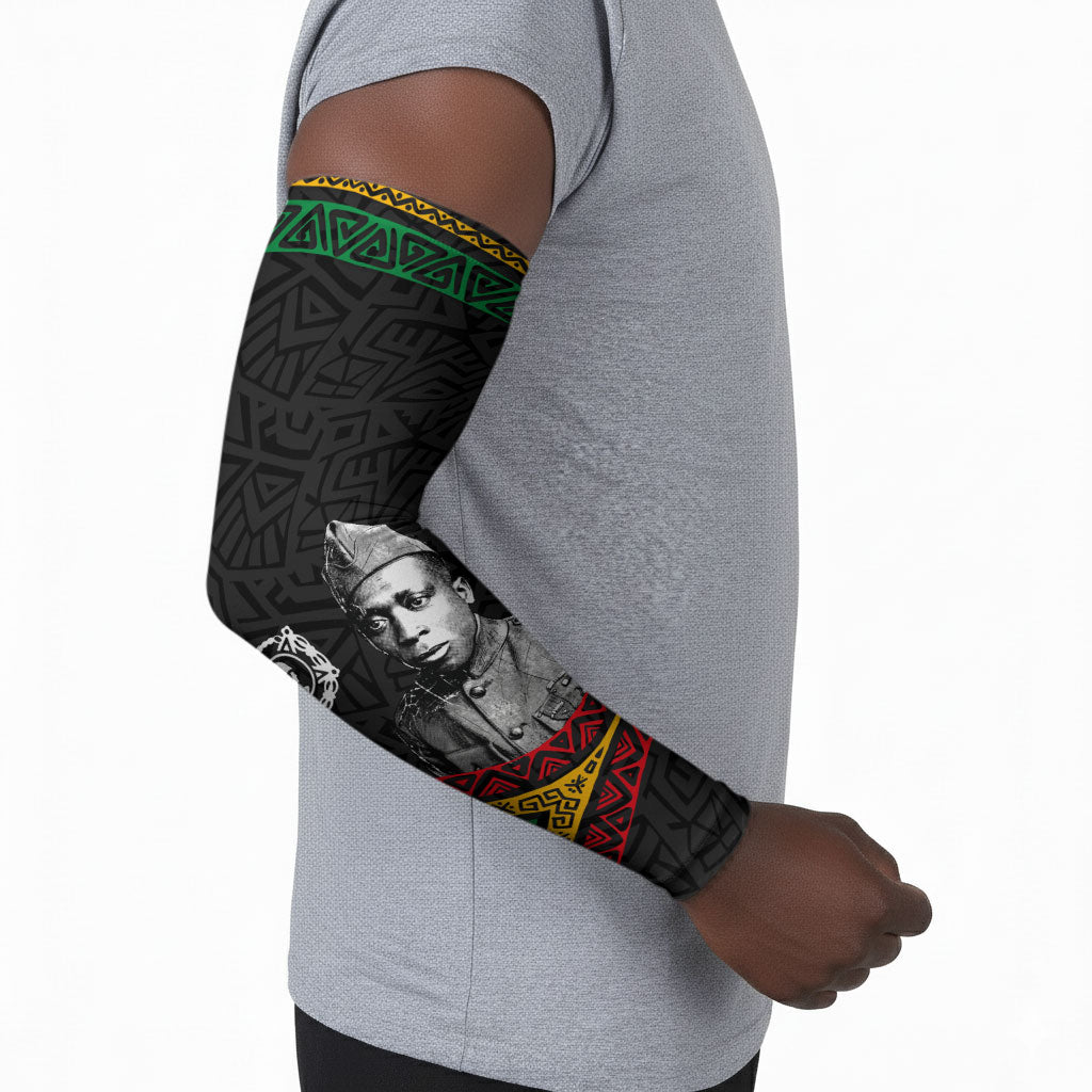 Henry Johnson Black History Month Arm Sleeves Pan African Colors Tribal Geometric Pattern