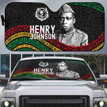 Henry Johnson Black History Month Auto Sun Shade Pan African Colors Tribal Geometric Pattern