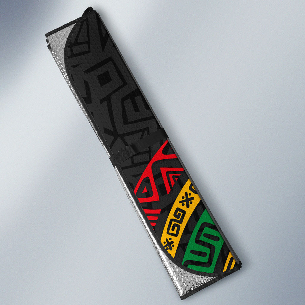 Henry Johnson Black History Month Auto Sun Shade Pan African Colors Tribal Geometric Pattern