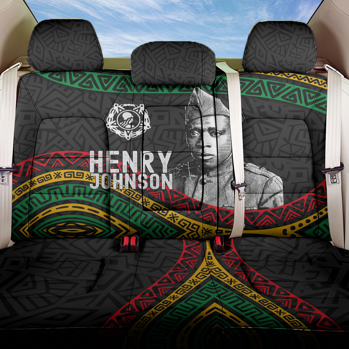 Henry Johnson Black History Month Back Car Seat Cover Pan African Colors Tribal Geometric Pattern
