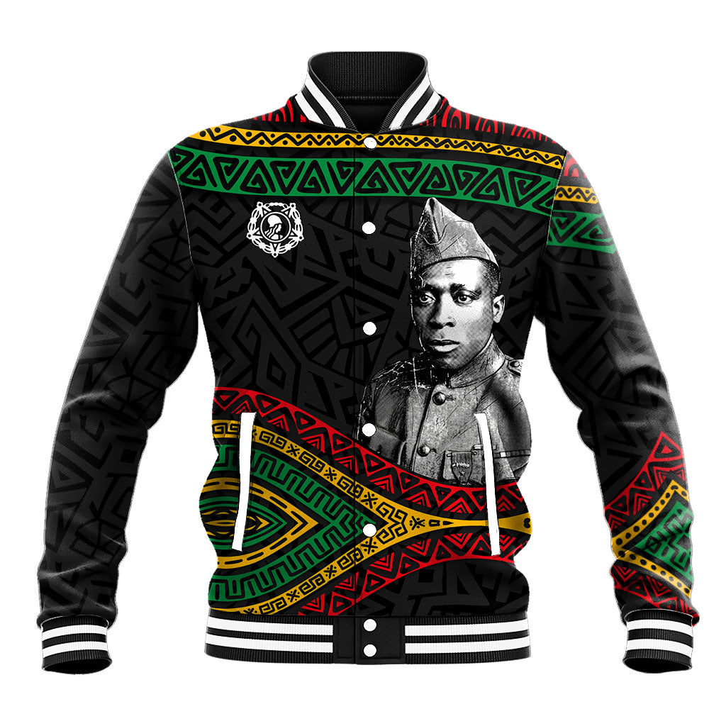 Henry Johnson Black History Month Baseball Jacket Pan African Colors Tribal Geometric Pattern