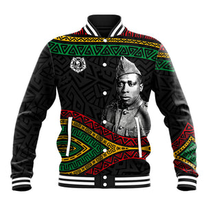 Henry Johnson Black History Month Baseball Jacket Pan African Colors Tribal Geometric Pattern
