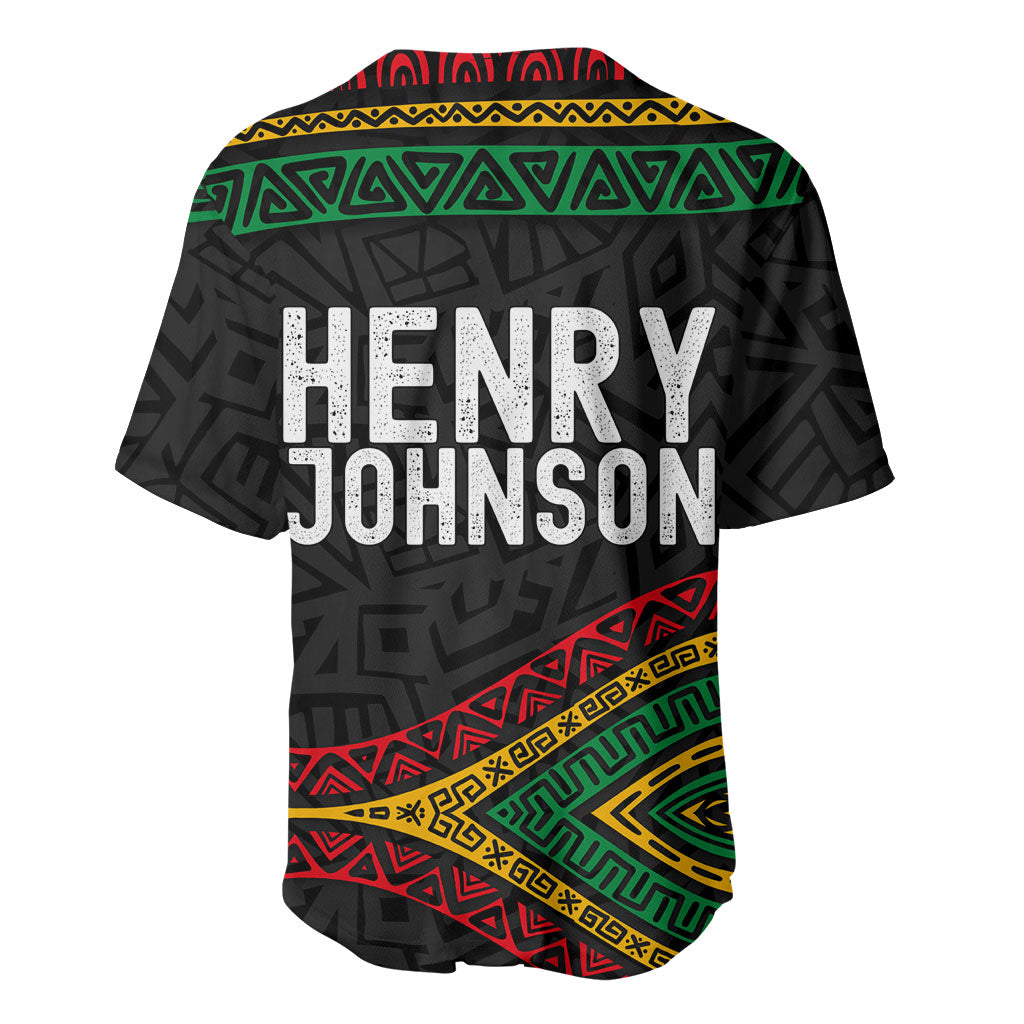 Henry Johnson Black History Month Baseball Jersey Pan African Colors Tribal Geometric Pattern