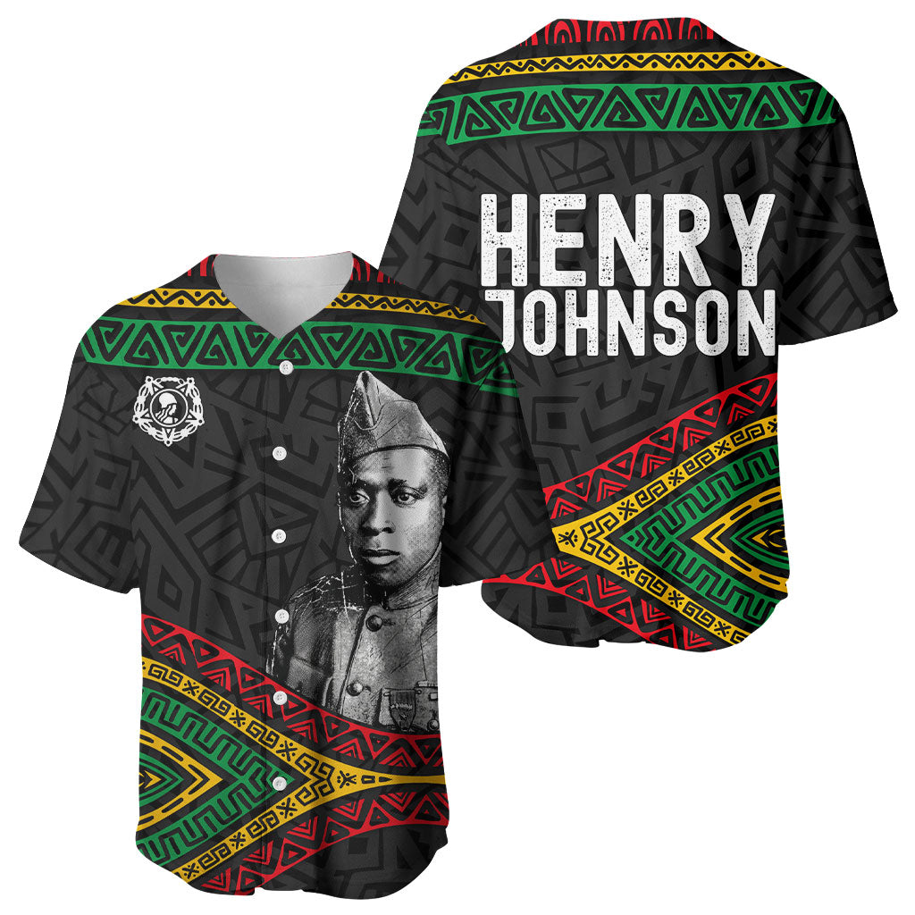 Henry Johnson Black History Month Baseball Jersey Pan African Colors Tribal Geometric Pattern