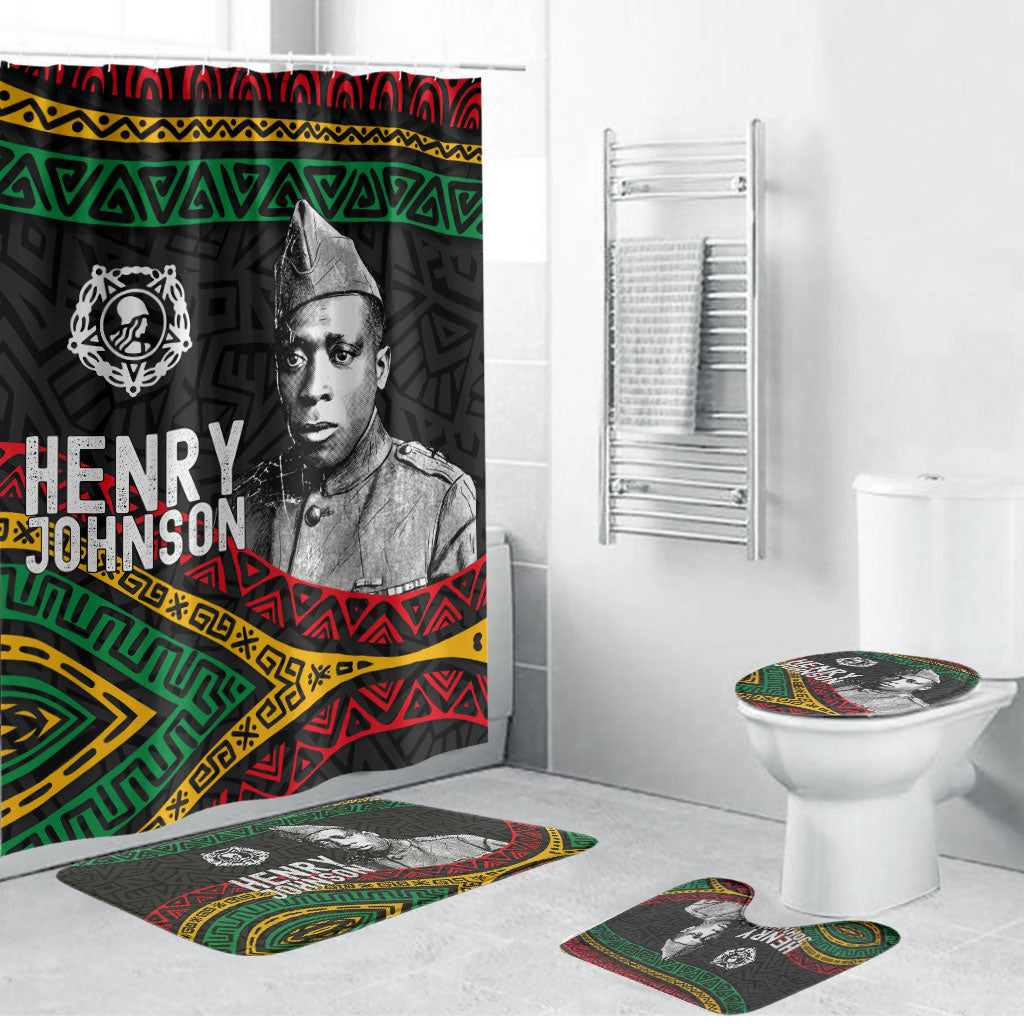 Henry Johnson Black History Month Bathroom Set Pan African Colors Tribal Geometric Pattern