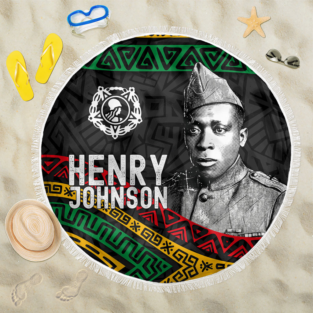 Henry Johnson Black History Month Beach Blanket Pan African Colors Tribal Geometric Pattern