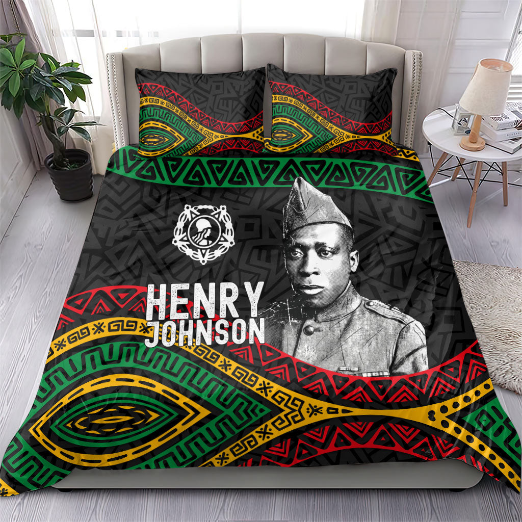 Henry Johnson Black History Month Bedding Set Pan African Colors Tribal Geometric Pattern