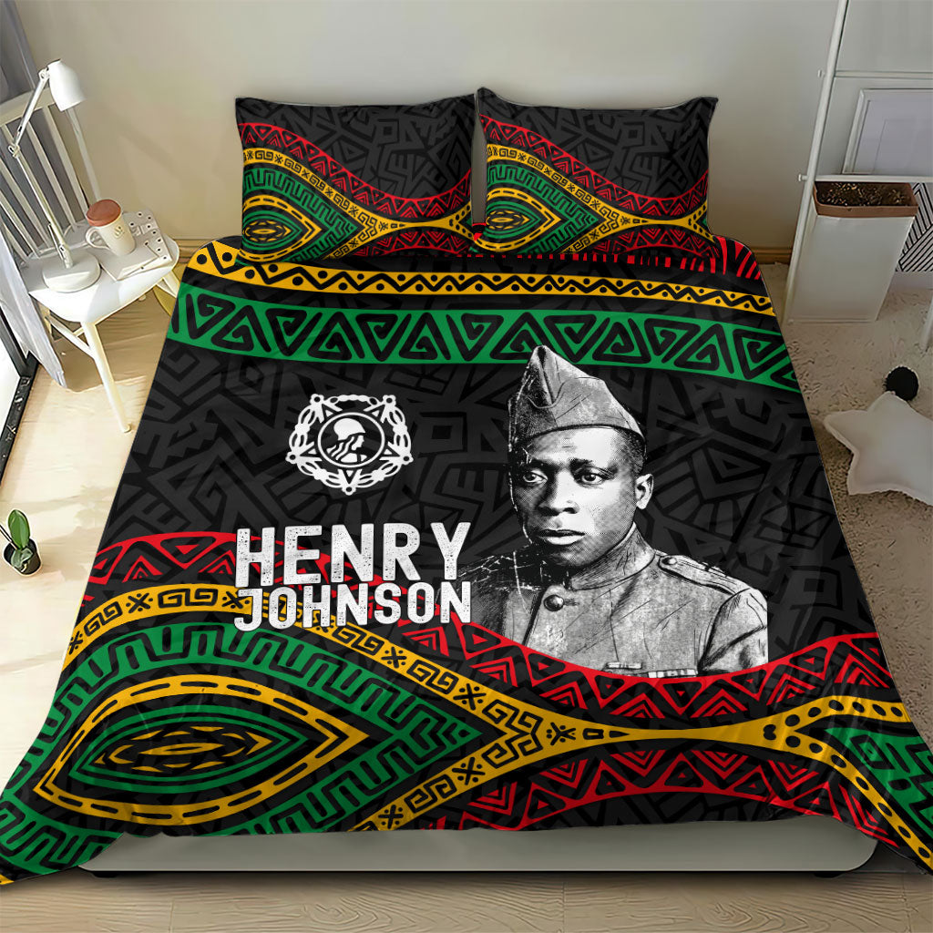 Henry Johnson Black History Month Bedding Set Pan African Colors Tribal Geometric Pattern