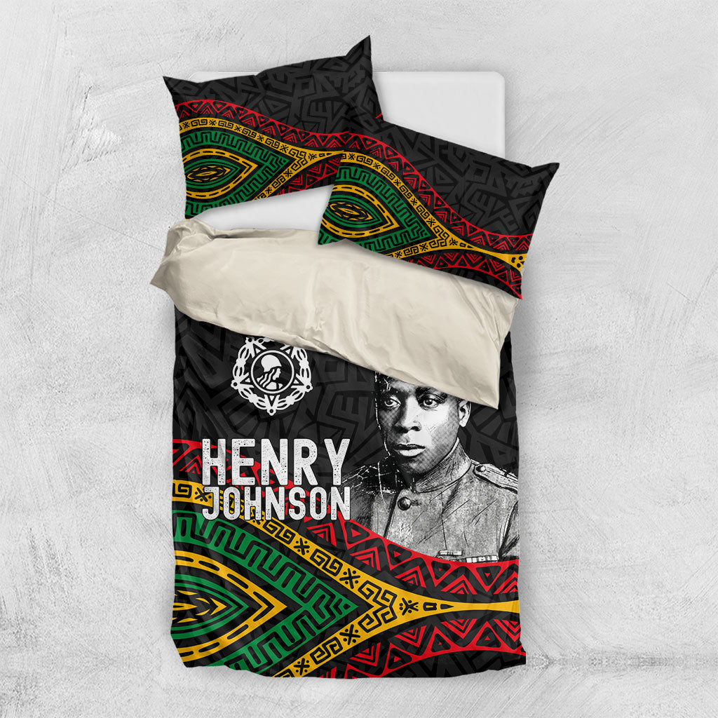 Henry Johnson Black History Month Bedding Set Pan African Colors Tribal Geometric Pattern