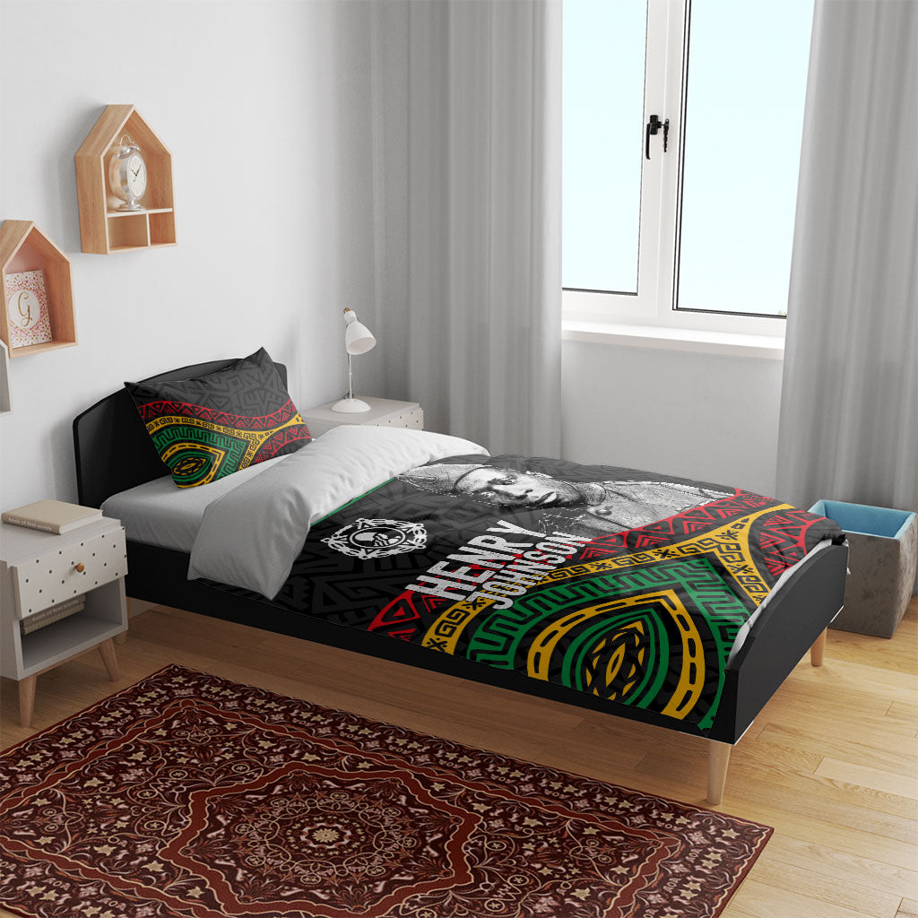 Henry Johnson Black History Month Bedding Set Pan African Colors Tribal Geometric Pattern