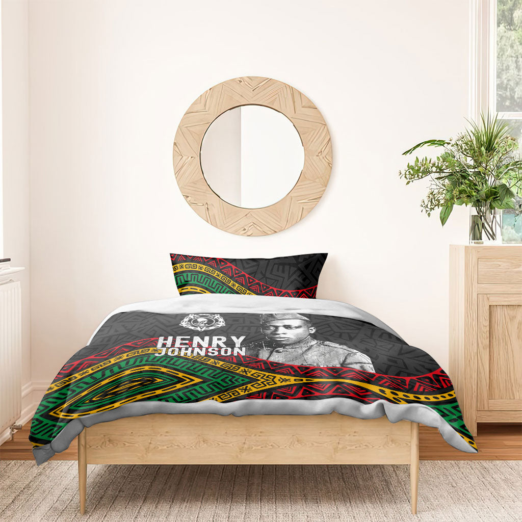 Henry Johnson Black History Month Bedding Set Pan African Colors Tribal Geometric Pattern