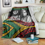Henry Johnson Black History Month Blanket Pan African Colors Tribal Geometric Pattern
