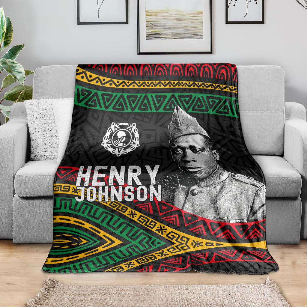 Henry Johnson Black History Month Blanket Pan African Colors Tribal Geometric Pattern