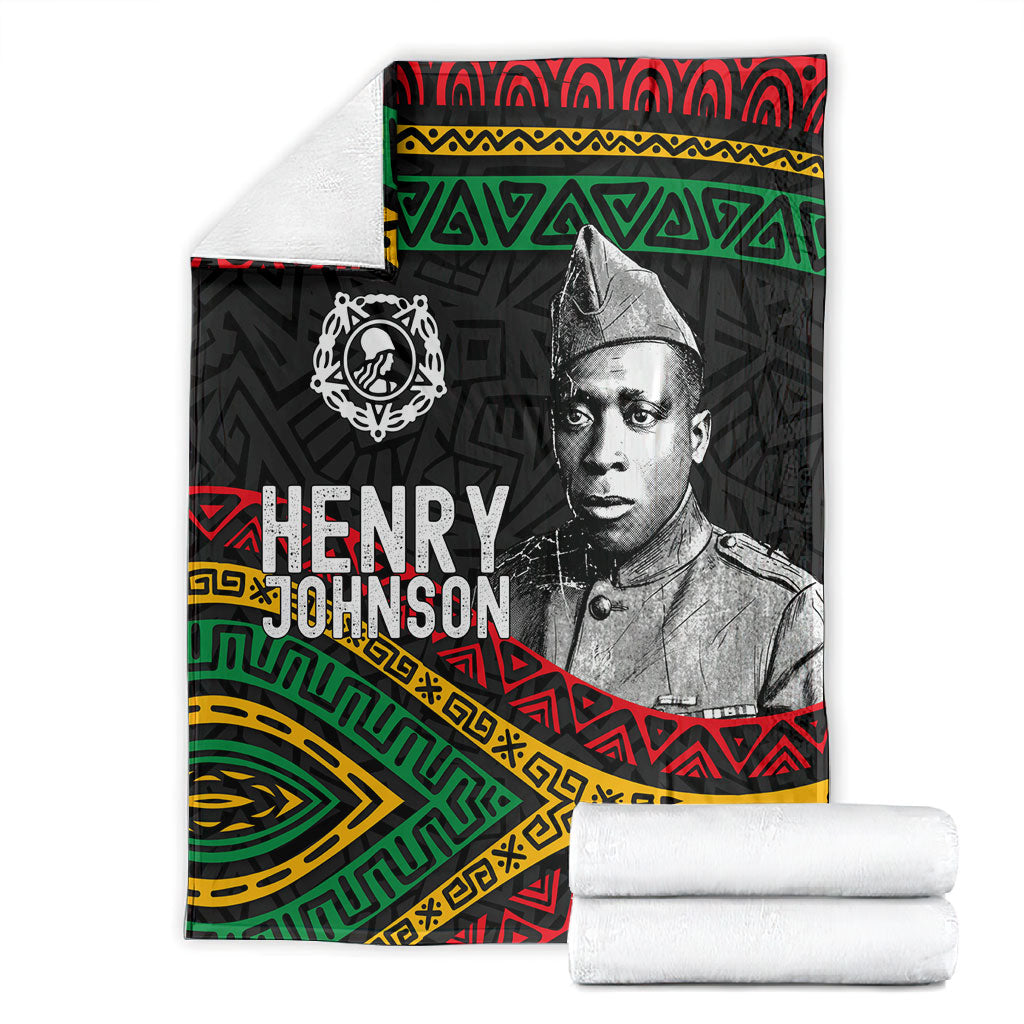 Henry Johnson Black History Month Blanket Pan African Colors Tribal Geometric Pattern
