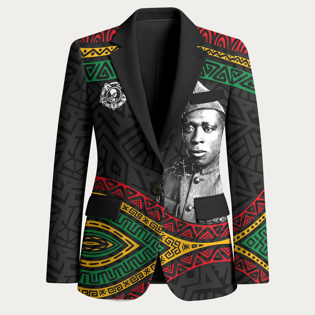 Henry Johnson Black History Month Blazer Pan African Colors Tribal Geometric Pattern