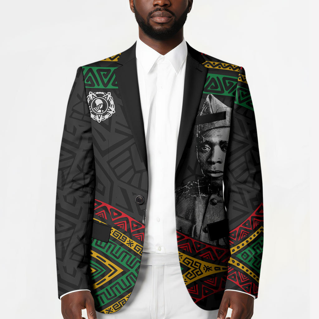 Henry Johnson Black History Month Blazer Pan African Colors Tribal Geometric Pattern