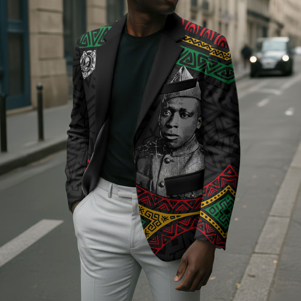Henry Johnson Black History Month Blazer Pan African Colors Tribal Geometric Pattern