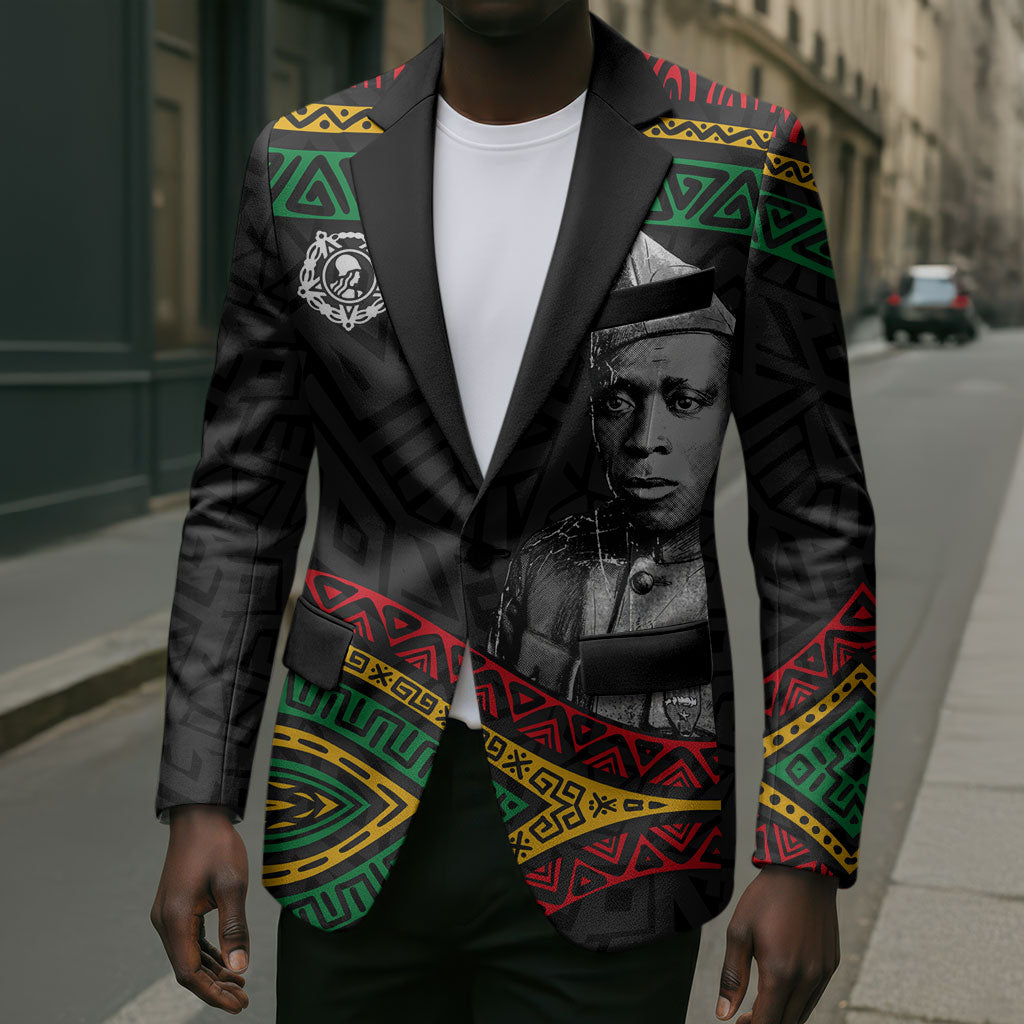 Henry Johnson Black History Month Blazer Pan African Colors Tribal Geometric Pattern