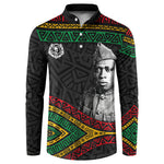 Henry Johnson Black History Month Button Sweatshirt Pan African Colors Tribal Geometric Pattern