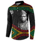 Henry Johnson Black History Month Button Sweatshirt Pan African Colors Tribal Geometric Pattern