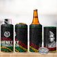 Henry Johnson Black History Month 4 in 1 Can Cooler Tumbler Pan African Colors Tribal Geometric Pattern