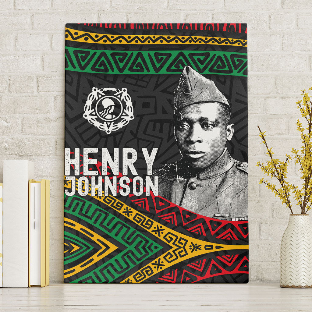 Henry Johnson Black History Month Canvas Wall Art Pan African Colors Tribal Geometric Pattern