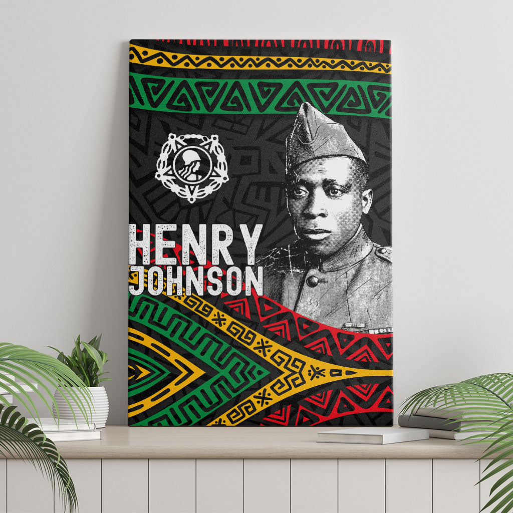 Henry Johnson Black History Month Canvas Wall Art Pan African Colors Tribal Geometric Pattern