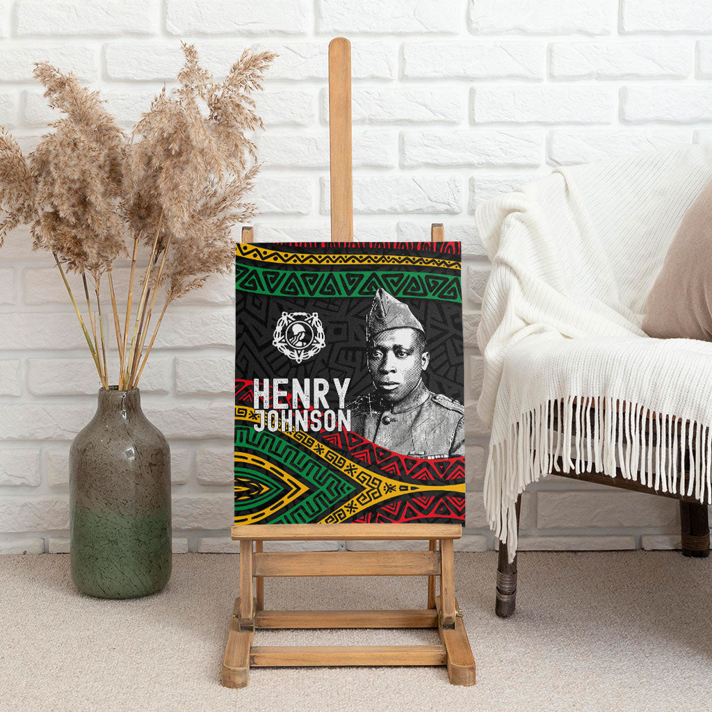 Henry Johnson Black History Month Canvas Wall Art Pan African Colors Tribal Geometric Pattern