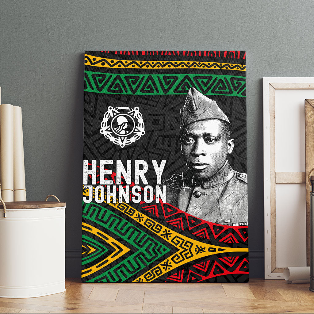 Henry Johnson Black History Month Canvas Wall Art Pan African Colors Tribal Geometric Pattern