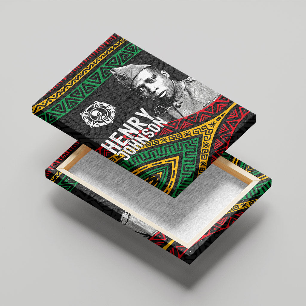 Henry Johnson Black History Month Canvas Wall Art Pan African Colors Tribal Geometric Pattern