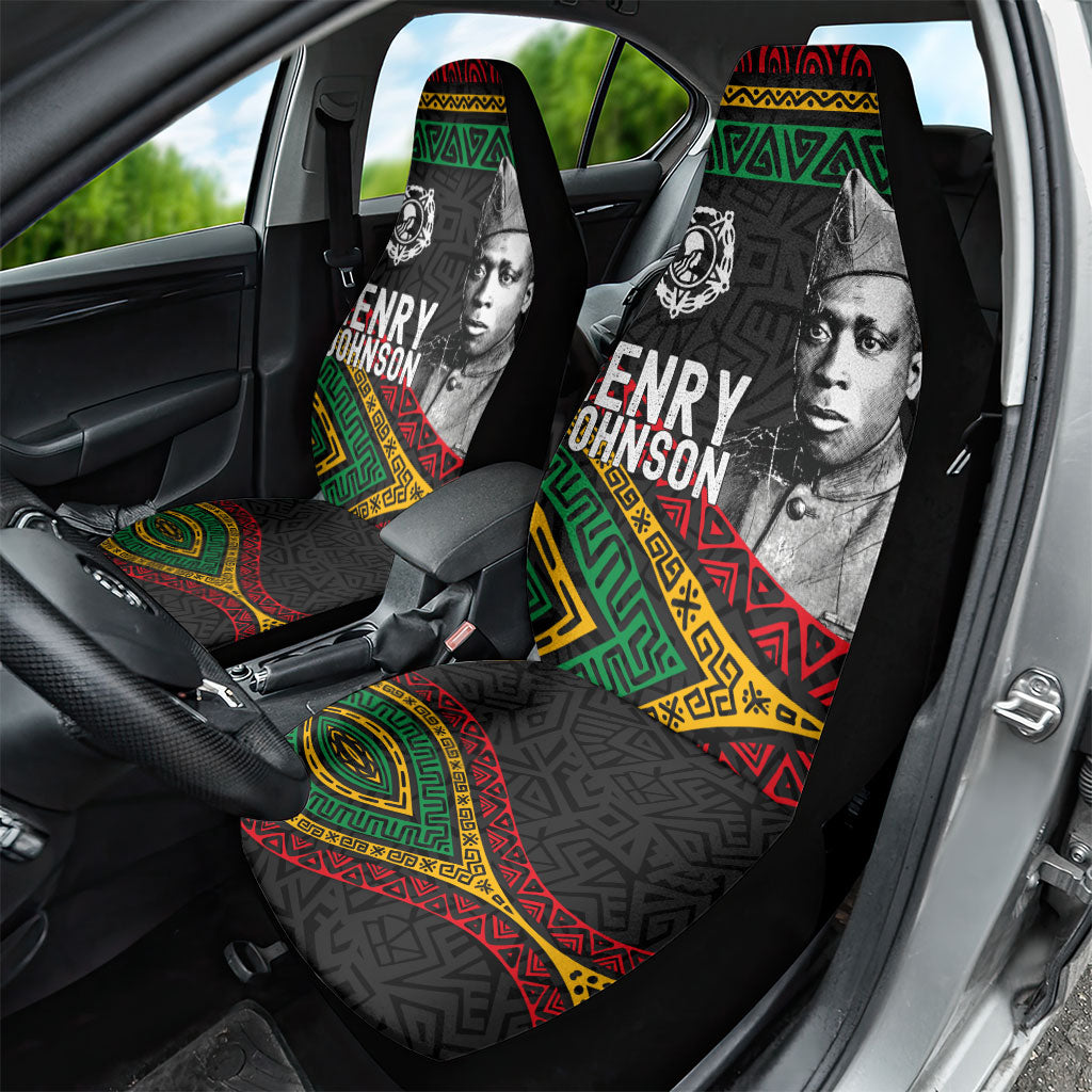 Henry Johnson Black History Month Car Seat Cover Pan African Colors Tribal Geometric Pattern