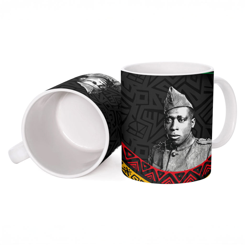 Henry Johnson Black History Month Ceramic Mug Pan African Colors Tribal Geometric Pattern
