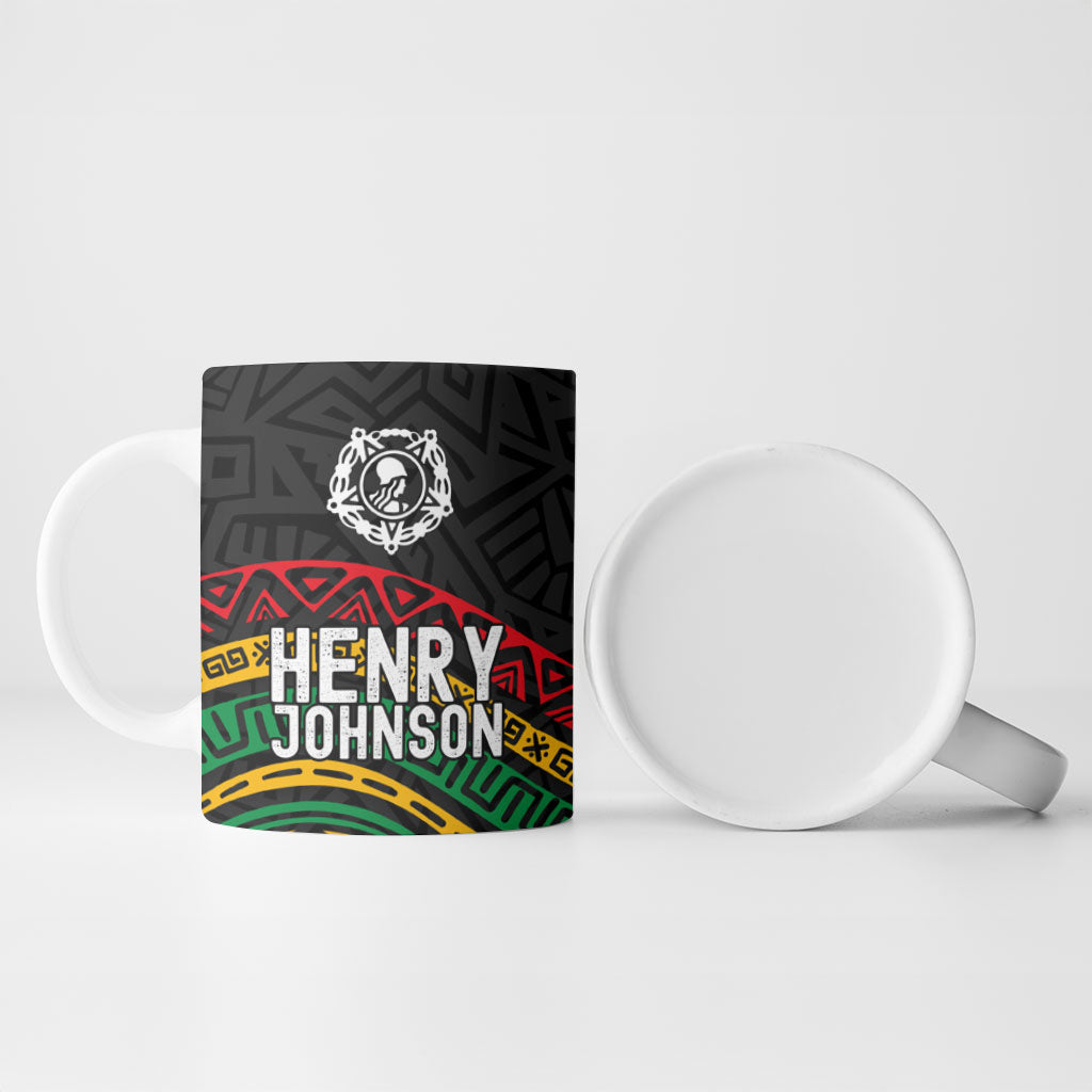 Henry Johnson Black History Month Ceramic Mug Pan African Colors Tribal Geometric Pattern