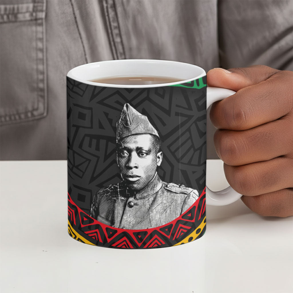 Henry Johnson Black History Month Ceramic Mug Pan African Colors Tribal Geometric Pattern