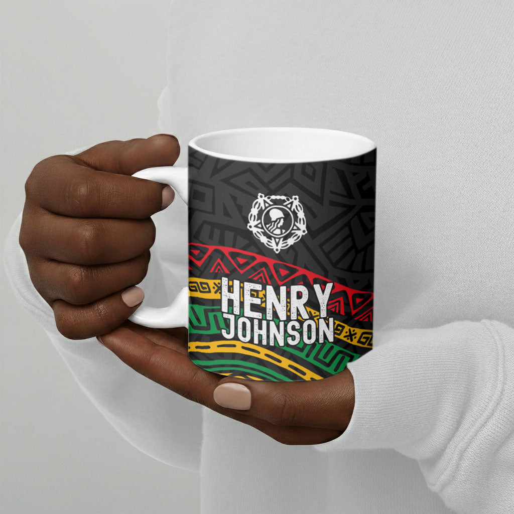 Henry Johnson Black History Month Ceramic Mug Pan African Colors Tribal Geometric Pattern