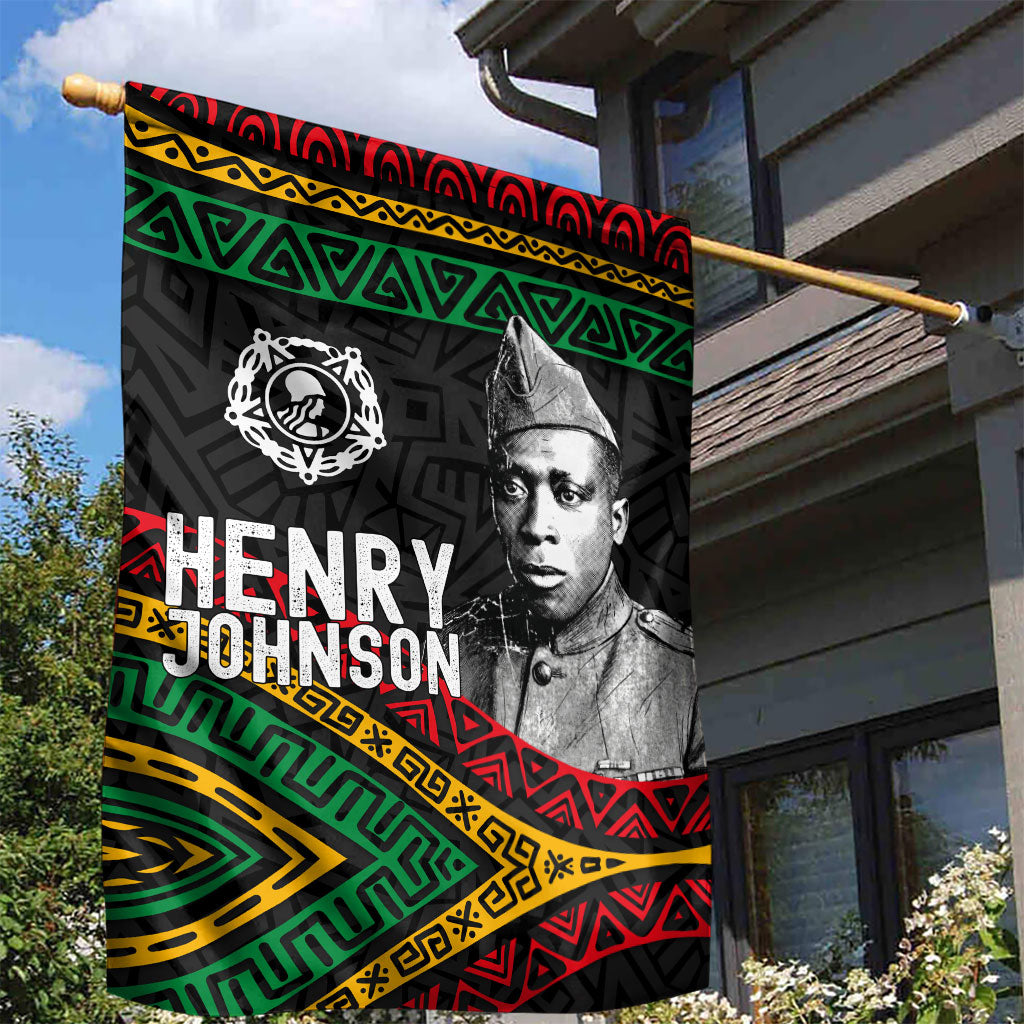 Henry Johnson Black History Month Garden Flag Pan African Colors Tribal Geometric Pattern