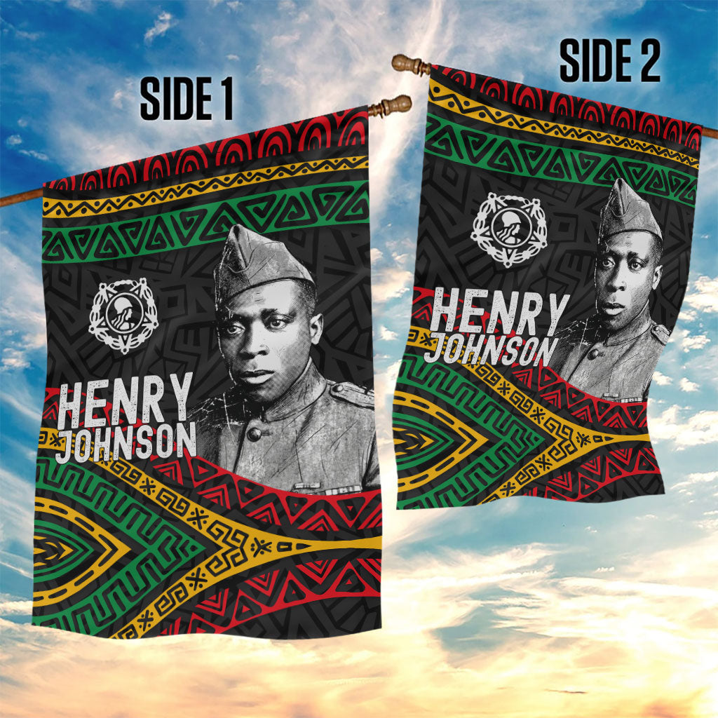 Henry Johnson Black History Month Garden Flag Pan African Colors Tribal Geometric Pattern
