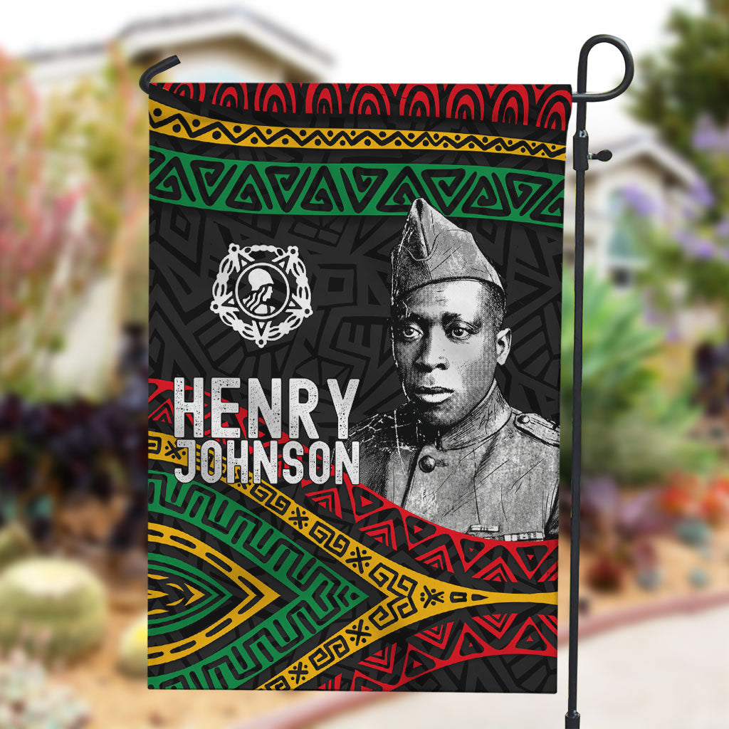 Henry Johnson Black History Month Garden Flag Pan African Colors Tribal Geometric Pattern
