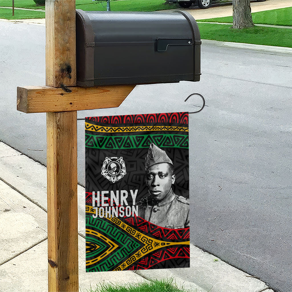 Henry Johnson Black History Month Garden Flag Pan African Colors Tribal Geometric Pattern