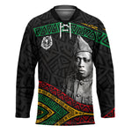 Henry Johnson Black History Month Hockey Jersey Pan African Colors Tribal Geometric Pattern