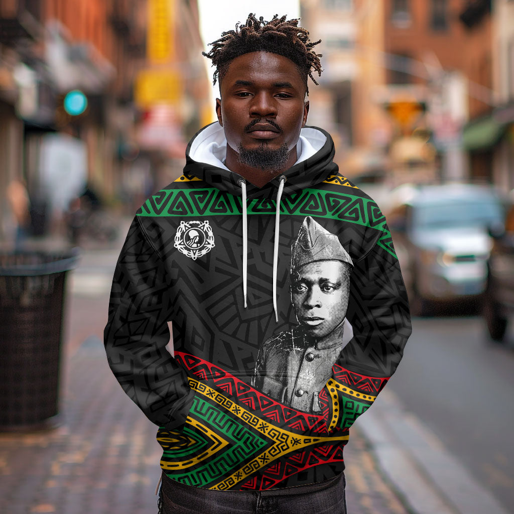 Henry Johnson Black History Month Hoodie Pan African Colors Tribal Geometric Pattern
