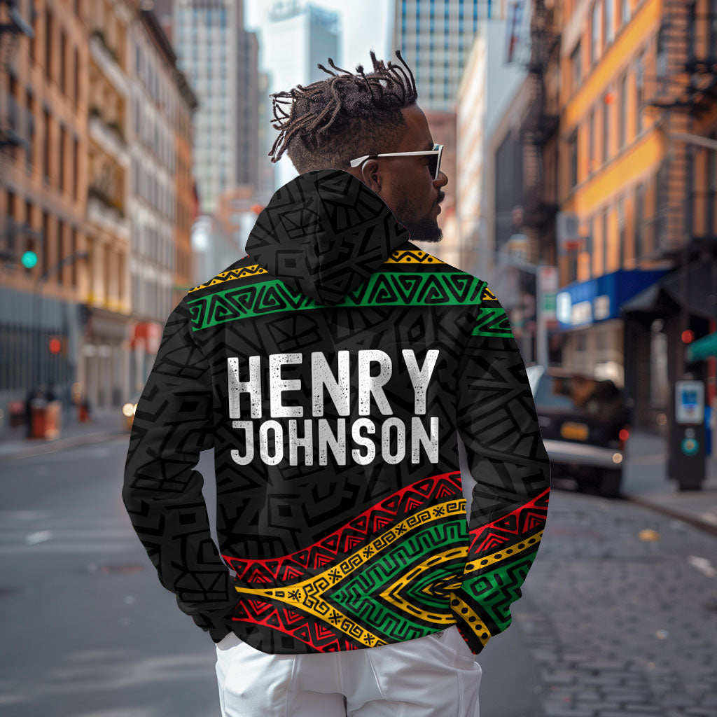 Henry Johnson Black History Month Hoodie Pan African Colors Tribal Geometric Pattern