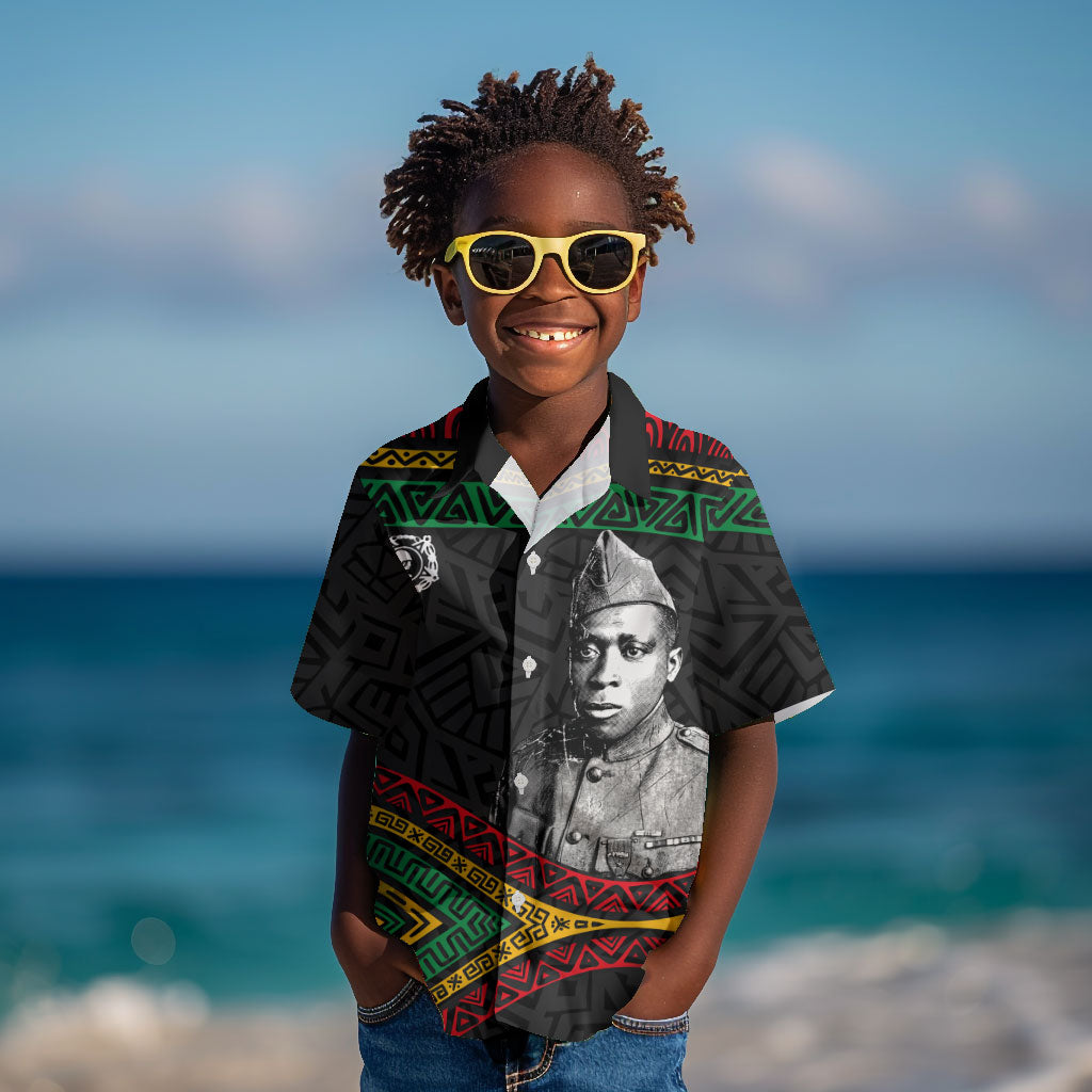 Henry Johnson Black History Month Kid Hawaiian Shirt Pan African Colors Tribal Geometric Pattern