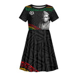 Henry Johnson Black History Month Kid Short Sleeve Dress Pan African Colors Tribal Geometric Pattern