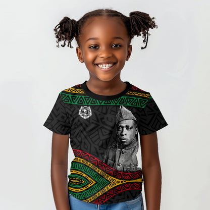 Henry Johnson Black History Month Kid T shirt Pan African Colors Tribal Geometric Pattern