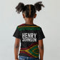 Henry Johnson Black History Month Kid T shirt Pan African Colors Tribal Geometric Pattern